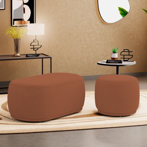 Conjunto 02 Puffs Decorativos Orgânicos Molly Bouclê Terracota - Abmaza