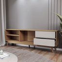 Ver imagem 5 de Rack para Tv até 75 Polegadas Normandia 1 Porta 2 Gavetas Freijó/off White - Panorama Móveis