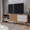 Ver imagem 1 de Rack para Tv até 75 Polegadas Normandia 1 Porta 2 Gavetas Freijó/off White - Panorama Móveis