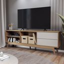 Ver imagem 2 de Rack para Tv até 75 Polegadas Normandia 1 Porta 2 Gavetas Freijó/off White - Panorama Móveis