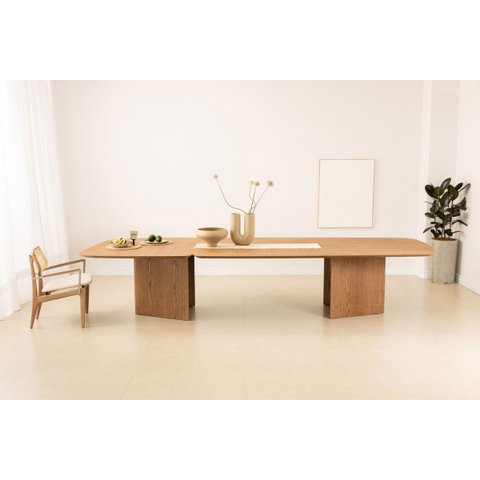 Mesa Jantar Retangular Tampo Bipartido Isadora Mdf de 300cm:amadeirado Carvalho Amêndoa