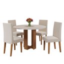 Ver imagem 2 de Mesa de Jantar Chiara Redonda 90x90cm com 4 Cadeiras Venus Mel/Off White