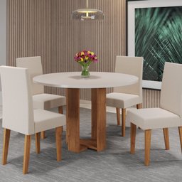 Mesa de Jantar Chiara Redonda 90x90cm com 4 Cadeiras Venus - 1