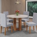 Ver imagem 1 de Mesa de Jantar Chiara Redonda 90x90cm com 4 Cadeiras Venus Inox/Branco