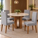 Ver imagem 1 de Mesa de Jantar Chiara Redonda 90x90cm com 4 Cadeiras Venus Inox/Branco