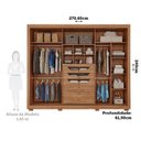 Ver imagem 5 de Guarda-roupa Casal 270cm 3 Portas de Correr com Espelho e Pés 100% Mdf Aracruz Espresso Móveis