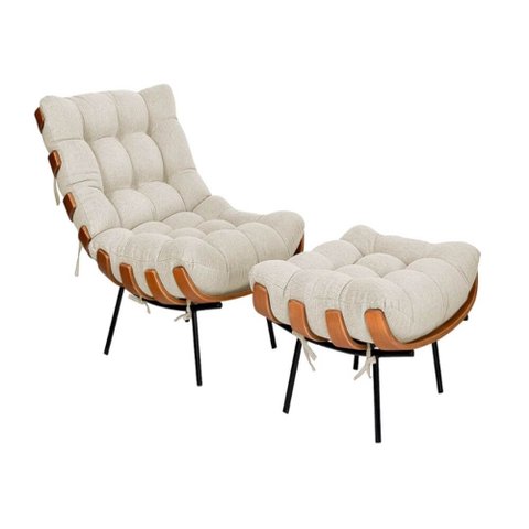 Poltrona Costela com Puff - COS001:bege