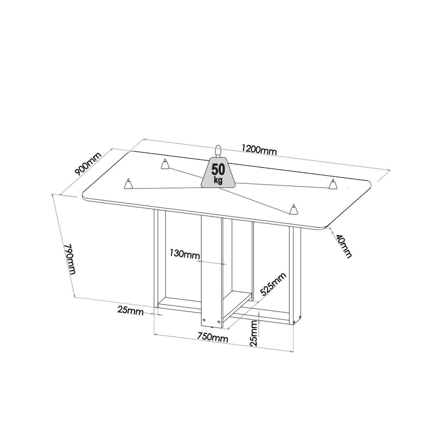 Mesa de Jantar Retangular Ville 120x90cm com 4 Cadeiras Venus - 3