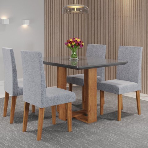 Mesa de Jantar Retangular Ville 120x90cm com 4 Cadeiras Venus