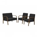 Ver imagem 1 de Conjunto Poltrona Luna Braço Madeira D Salla Suede Preto