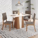 Ver imagem 1 de Conjunto Sala Jantar Julia 120 cm 4 Cadeiras Canto Reto Espresso Móveis Off White/Nature/Marrom Amêndoa