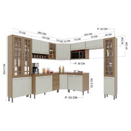 Cozinha Completa Fidelitá Paris 9 Peças 515cm 20 Portas 3 Gavetas com Tampo - 4