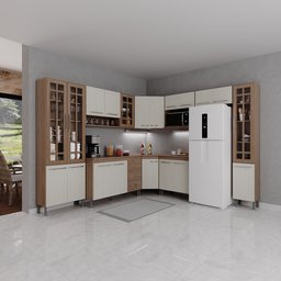 Cozinha Completa Fidelitá Paris 9 Peças 515cm 20 Portas 3 Gavetas com Tampo - 1