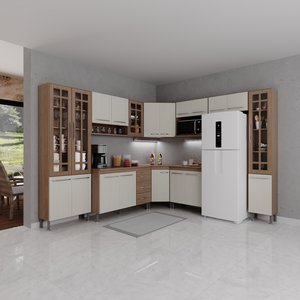 Cozinha Completa Fidelitá Paris 9 Peças 515cm 20 Portas 3 Gavetas com Tampo