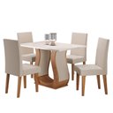 Ver imagem 2 de Mesa de Jantar Retangular Criare 120x80cm com 4 Cadeiras Venus Bege/Mel/Off White