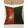 Almofada Premium Collection Verde & Couro Caramelo Quadrada:Completa - 2