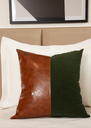 Ver imagem 1 de Almofada Premium Collection Verde & Couro Caramelo Quadrada:Completa