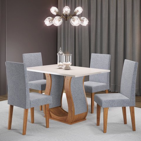 Mesa de Jantar Retangular Sala Criare 120x80cm com 4 Cadeiras Venus