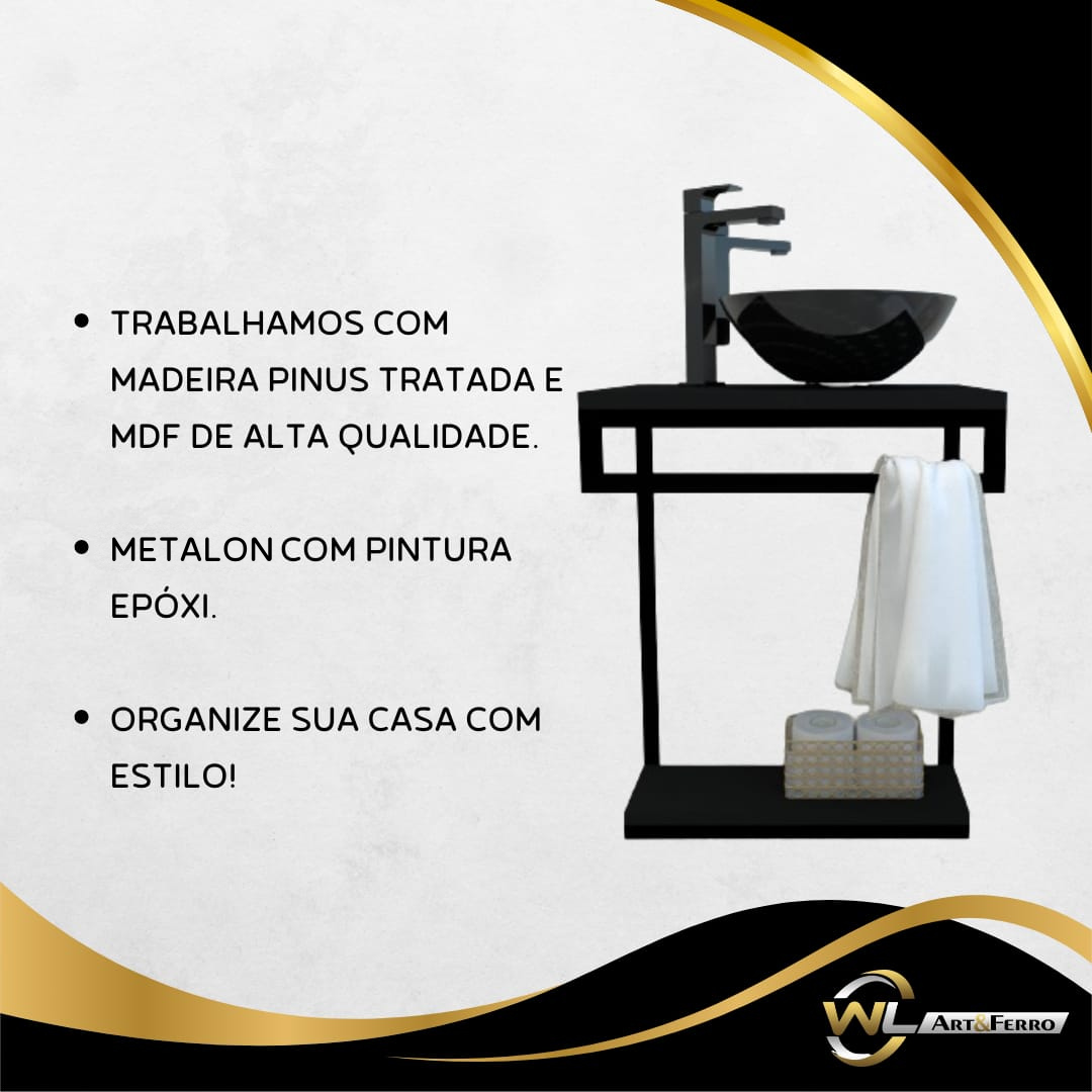 Gabinete para Banheiro Mdf Preto - 5