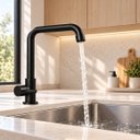 Ver imagem 1 de Torneira Cozinha Preta Inox com Arejador Mesa Pia Bancada Brovália