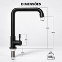Ver imagem 2 de Torneira Cozinha Preta Inox com Arejador Mesa Pia Bancada Brovália