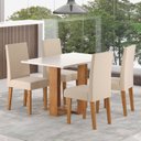 Ver imagem 1 de Mesa de Jantar Retangular Romantic 120x80cm com 4 Cadeiras Venus Bege/Mel/Blonde/Bronze