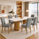 Ver imagem 1 de Conjunto de Mesa 6 Lugares Isla e Cadeiras Lyra em MDF Cinamomo e Cinza