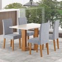 Ver imagem 1 de Mesa de Jantar Retangular Romantic 120x80cm com 4 Cadeiras Venus Cinza/Mel/Blonde/Inox
