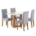 Ver imagem 2 de Mesa de Jantar Retangular Romantic 120x80cm com 4 Cadeiras Venus Cinza/Mel/Blonde/Inox