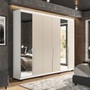 Ver imagem 1 de Roupeiro Casal Porto 6 Portas com Espelho 242x214cm Branco/Creme 240848
