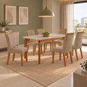 Ver imagem 1 de Conjunto de Mesa de Jantar Dublin 180 Tp MDF Vidro Canto Copo 6 Cadeiras Irlanda