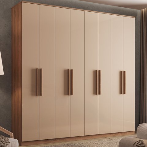 Guarda Roupa Casal com 8 Portas e 4 Gavetas Austin Carraro Freijó com Off White