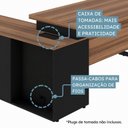 Ver imagem 7 de Escrivaninha Mesa de Escritório em L com Armário Lateral Pé Quadro 150cm Marrom e Preto Yescasa