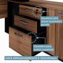 Ver imagem 3 de Escrivaninha Mesa de Escritório em L com Armário Lateral Pé Quadro 150cm Marrom e Preto Yescasa