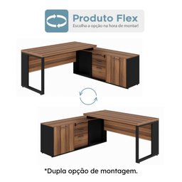 Mesa para Escritório em L  com Armário Lateral Pé Quadro 150x150cm - 4