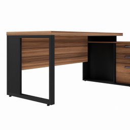 Mesa para Escritório em L  com Armário Lateral Pé Quadro 150x150cm - 11