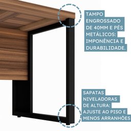 Mesa para Escritório em L  com Armário Lateral Pé Quadro 150x150cm - 6