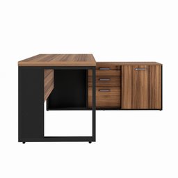 Mesa para Escritório em L  com Armário Lateral Pé Quadro 150x150cm - 10