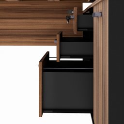 Mesa para Escritório em L  com Armário Lateral Pé Quadro 150x150cm - 17
