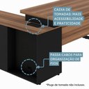 Ver imagem 7 de Escrivaninha Mesa de Escritório Diretor em L com Armário 150x150cm Pé Quadro Marrom e Preto Yescasa