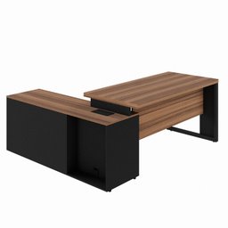 Mesa para Escritório em L  com Armário Lateral Pé Quadro 150x150cm - 9
