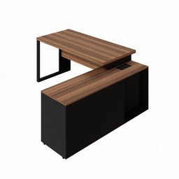 Mesa para Escritório em L  com Armário Lateral Pé Quadro 150x150cm - 14