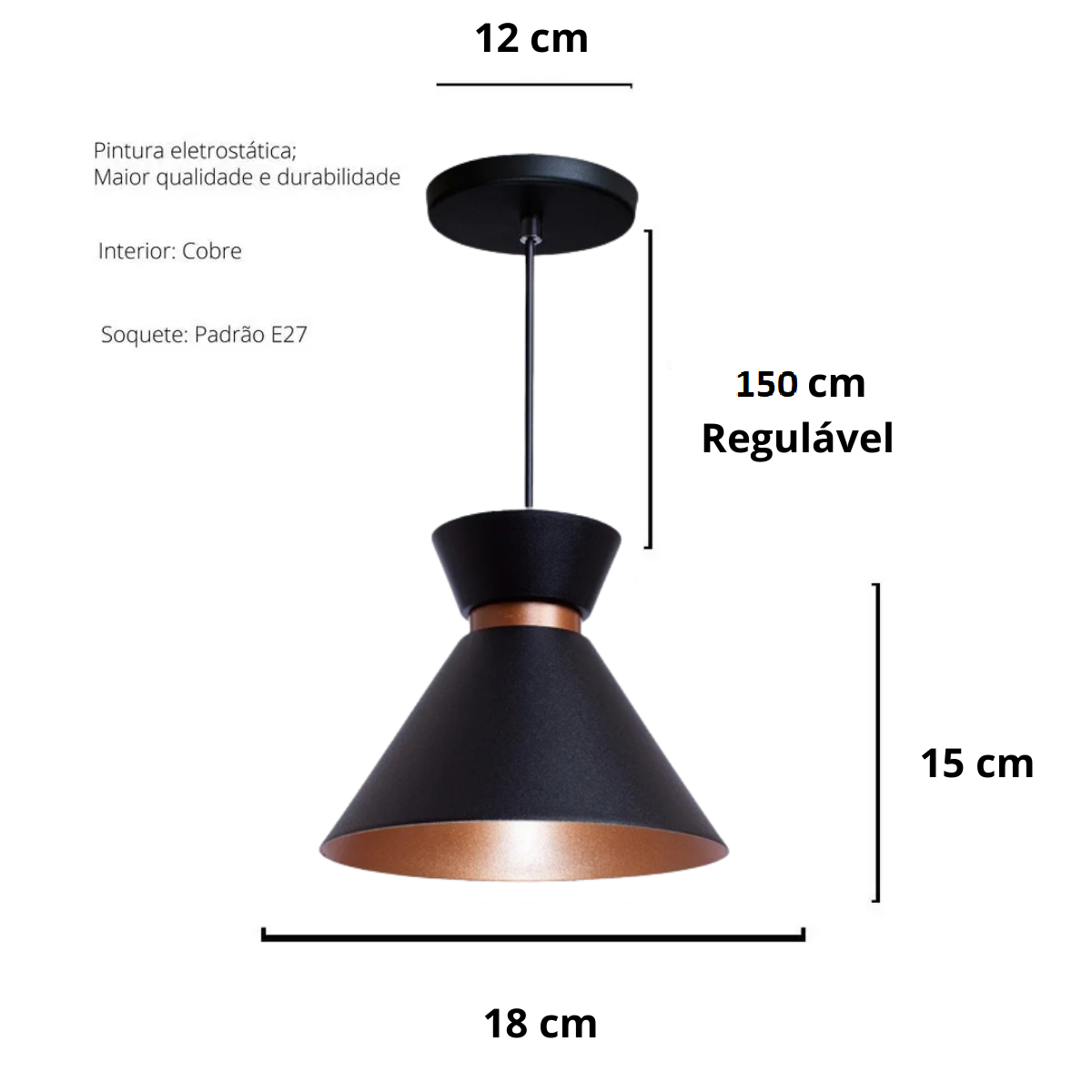 Kit Luminaria Pendente Luxo Berlim em Alumínio c/ Fino Acabamento Cabo