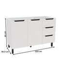 Ver imagem 3 de Balcão de Cozinha para Pia Meena 2 Portas 3 Gavetas Branco - Politorno
