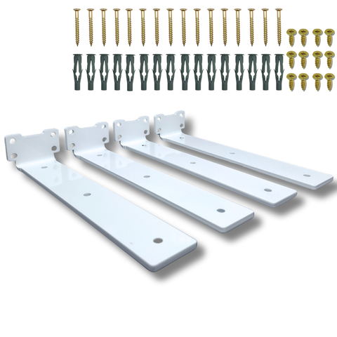 Kit 4 Suportes Invertidos 25cm Aço Mão Francesa de Parede p/ Prateleira Branco