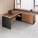 Ver imagem 7 de Escrivaninha Mesa Escritório em L 170x155cm com Armário Lateral Pé Painel Marrom e Preto Yescasa