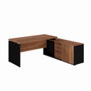 Ver imagem 2 de Escrivaninha Mesa Escritório em L 170x155cm com Armário Lateral Pé Painel Marrom e Preto Yescasa