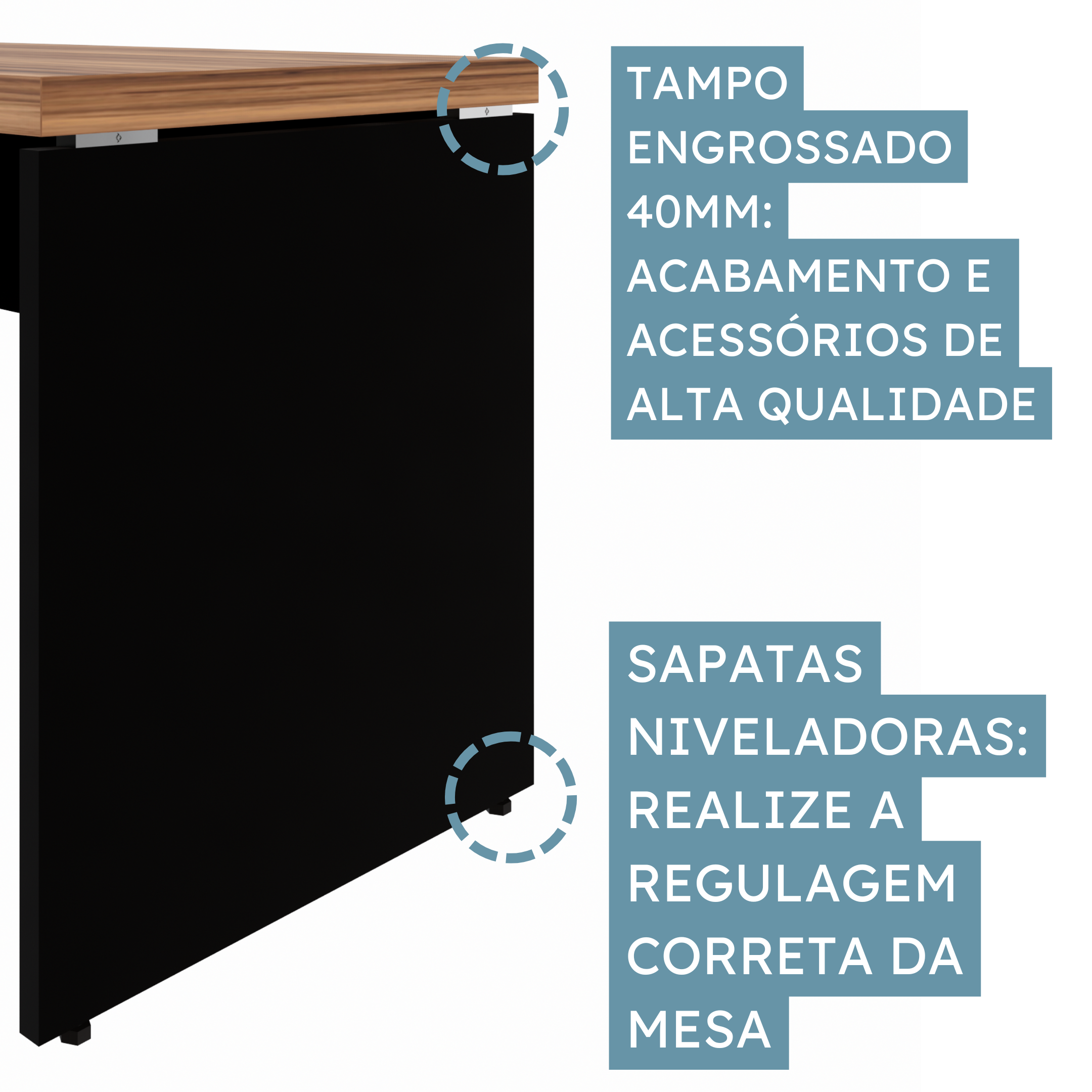 Mesa para Escritório em L  com Armário Lateral Pé Painel 150x150cm - 18