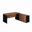 Ver imagem 2 de Escrivaninha Mesa Escritório em L com Armário Lateral Pé Painel 150cm Marrom e Preto Yescasa
