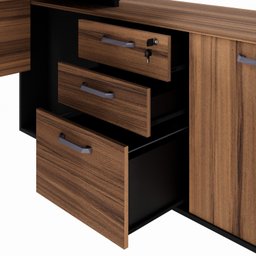 Mesa para Escritório em L  com Armário Lateral Pé Painel 150x150cm - 15